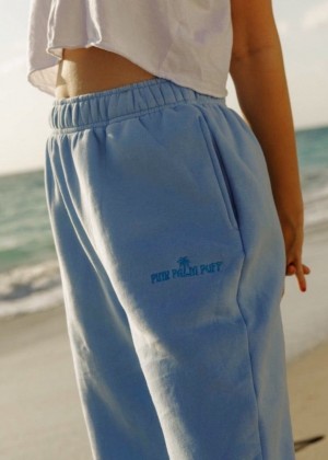 Pink Palm Puff "Puff" Sweatpants Blue | DEF0909VB20