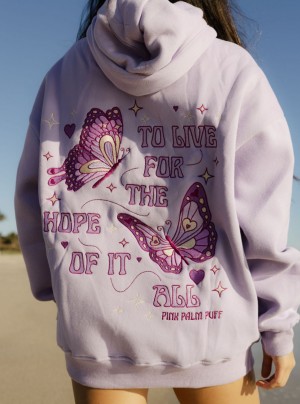 Pink Palm Puff "To Live For the Hope of it All" Hoodie Lilac | DEF0909VB11